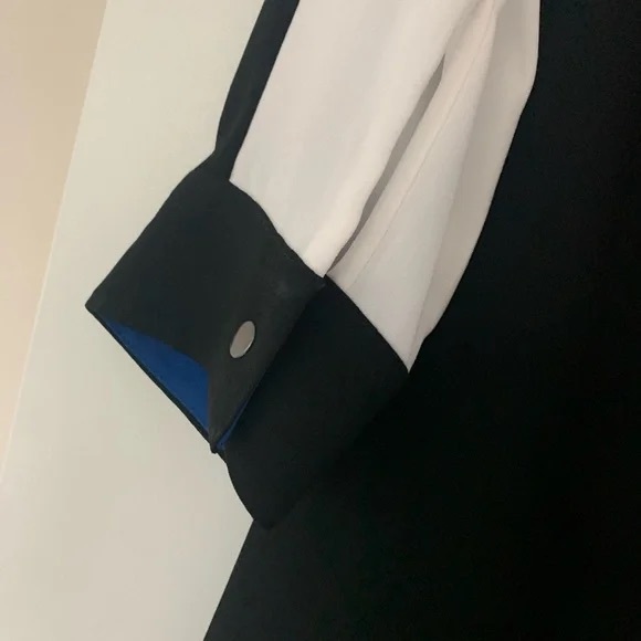 BCBGMAXAZRIA STEPHANIE COLOR BLOCK SHIFTH DRESS BLACK with pockets 😍 - Picture 5 of 7